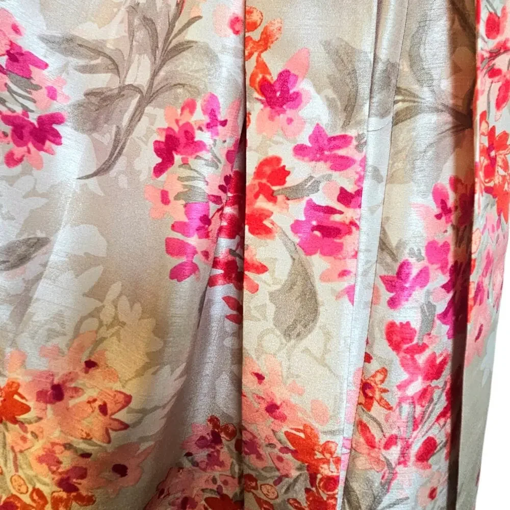 Jessica Howard Silver with Pink Floral Romantic Cottagecore V-Neck Dress